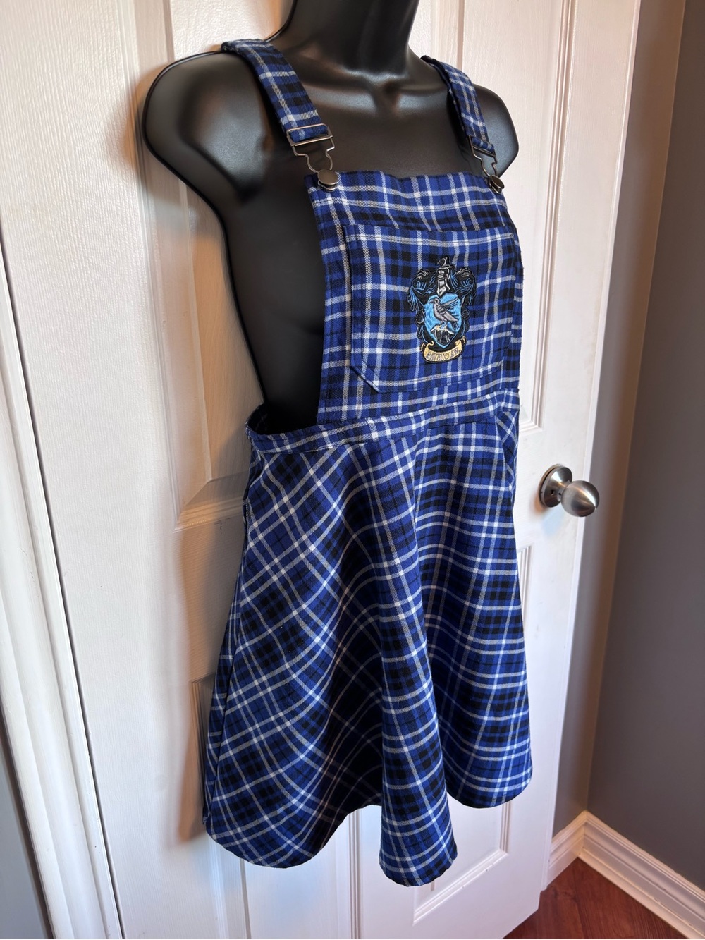 Hot Topic Harry Potter Ravenclaw Plaid Skirtall Overalls Skirt Pleated Dress M